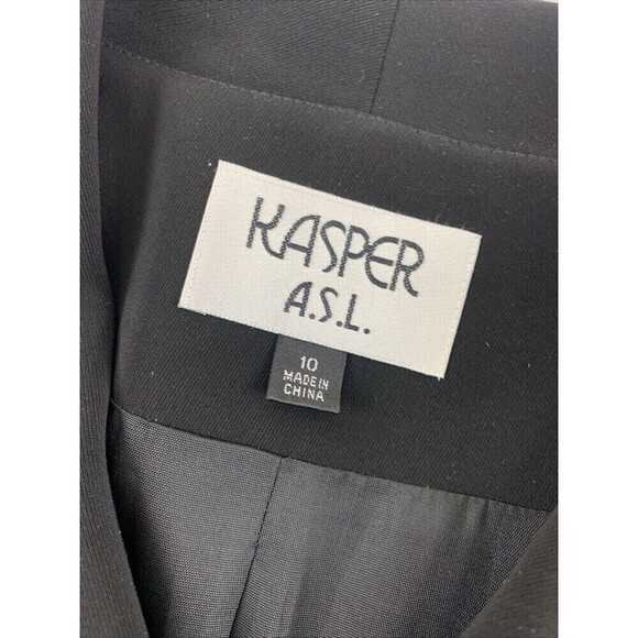 BOGO Kasper A.S.L. Skirt Suit Black Blazer Button Straight Knee Pencil Womens 10 - Picture 6 of 16